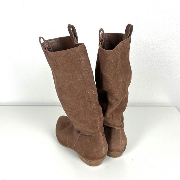 Schutz Brown Suede Mid-Calf Boots - Picture 3 of 10